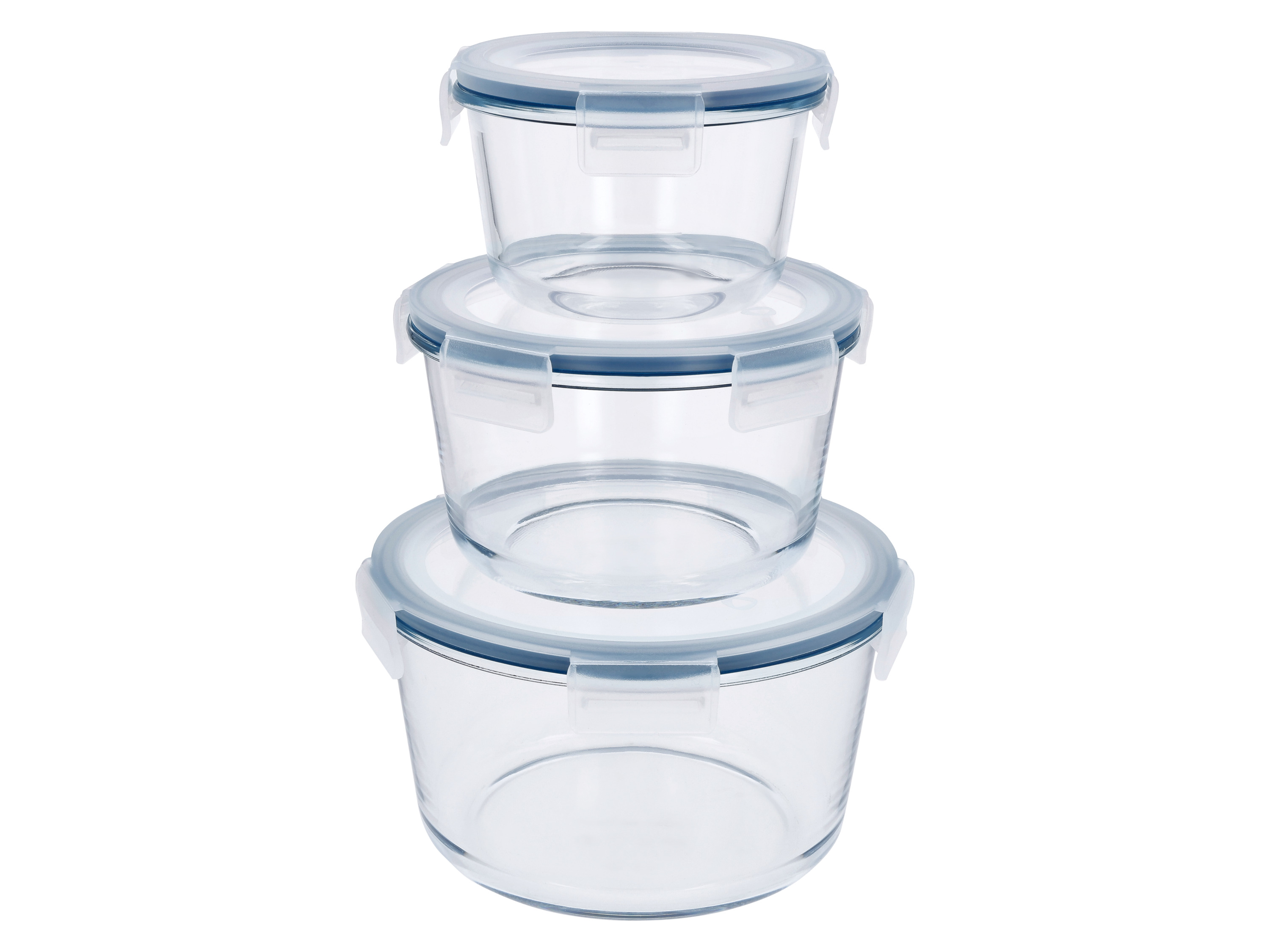 Silvercrest® Sada skleněných potravinových dóz, 3dílná (kulatá varianta, 3dílná sada)