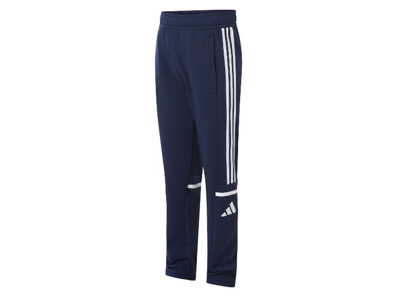 Dětské Adidas tepláky, tmavě modré s bílými pruhy.