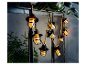 Světelný řetěz s industriálními lampami.