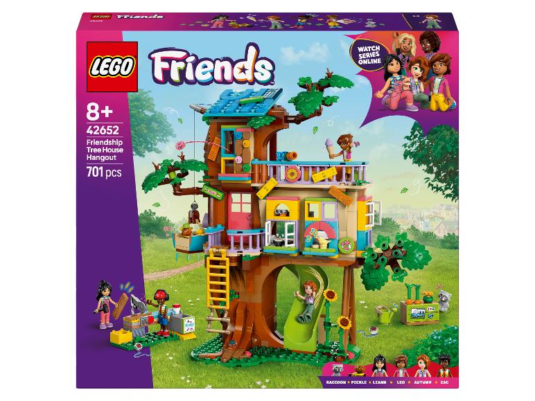 Sada LEGO Friends Dům na stromě přátelství s 701 dílky a šesti figurkami.