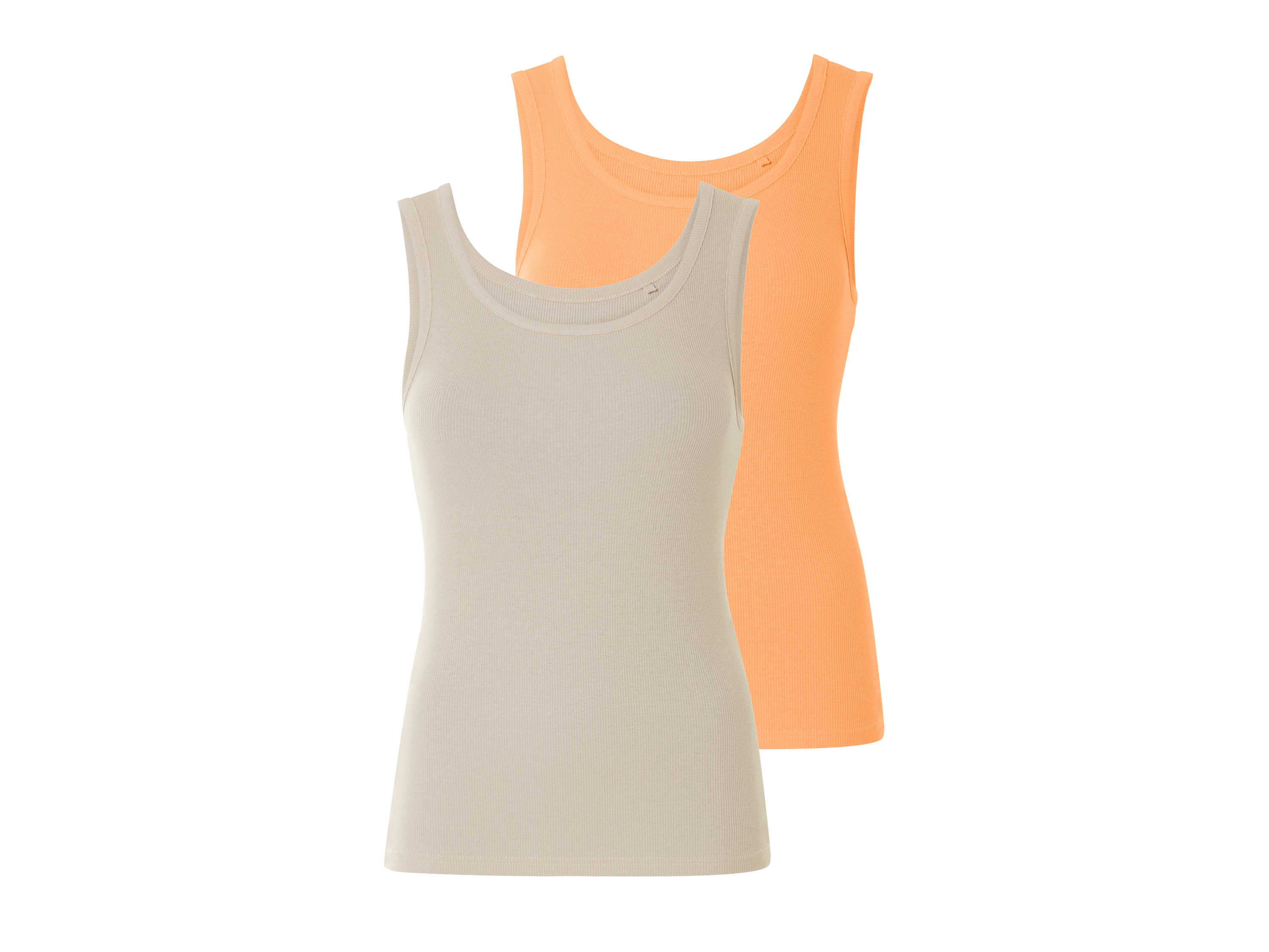 esmara® Dámské vroubkované tílko s BIO bavlnou, 2 kusy (oranžová/šedá, M(40/42))
