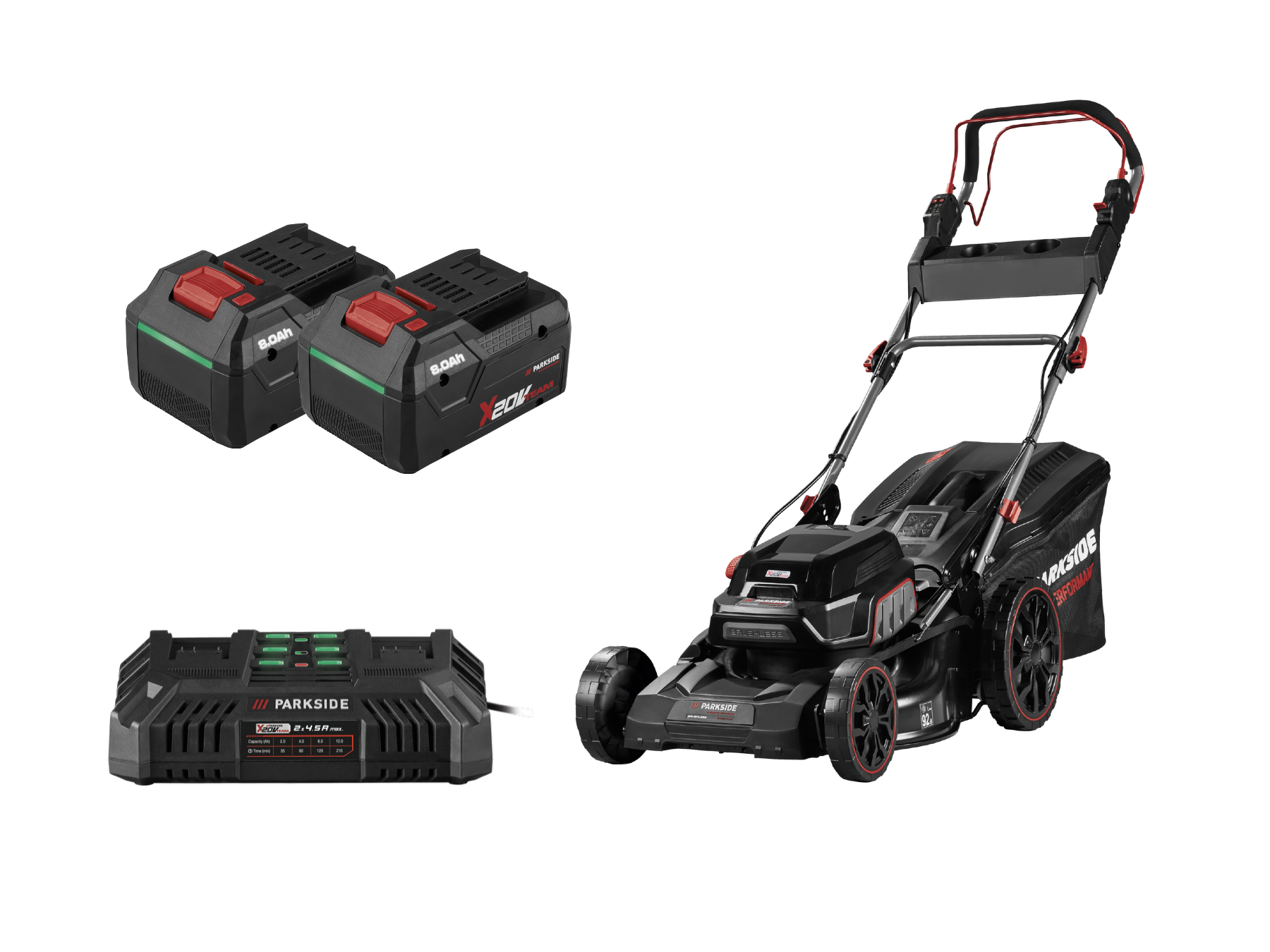 Parkside Performance® Aku sekačka na trávu Pprma 40-Li C3, 2x Smart 8 Ah