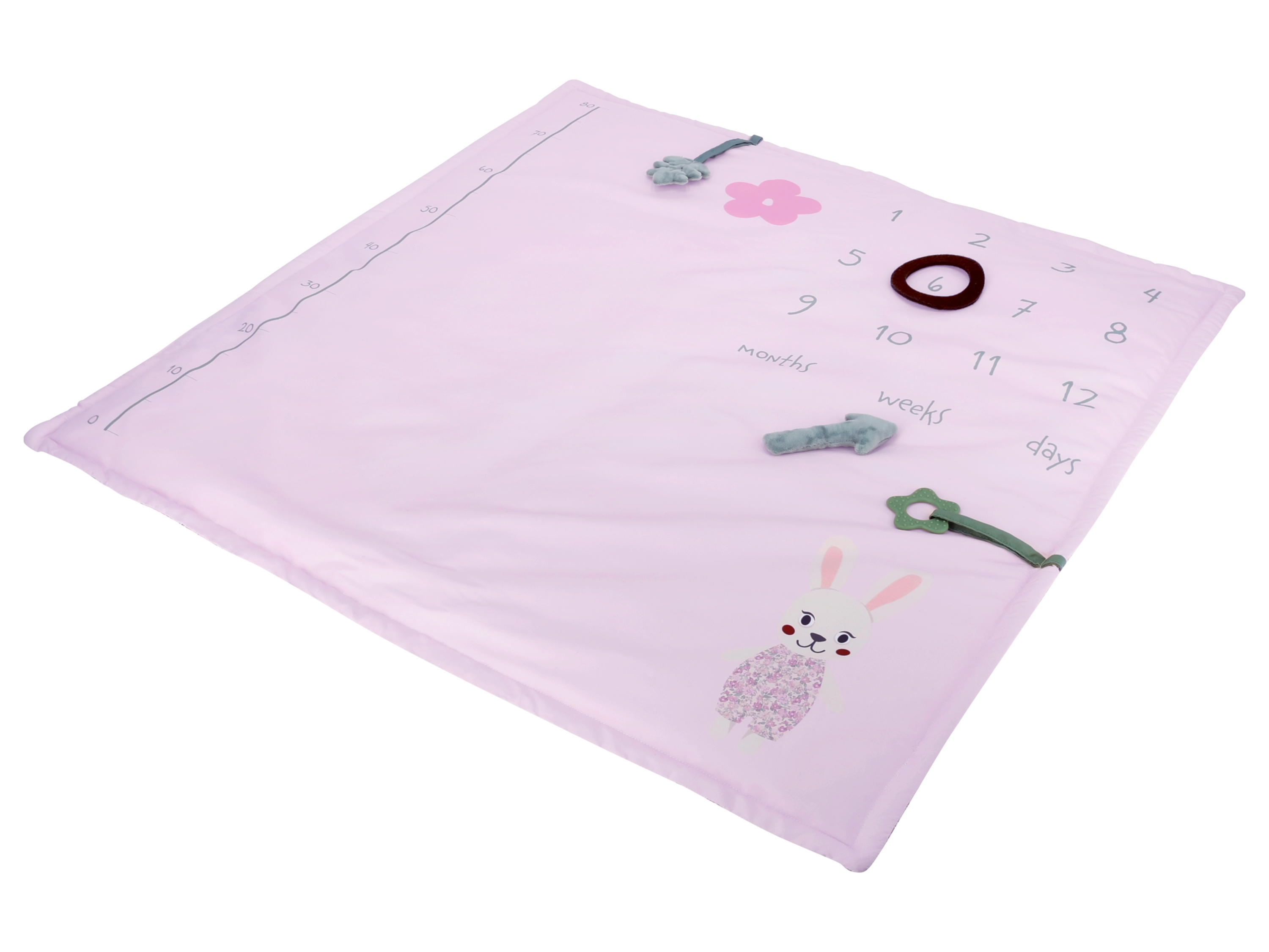 lupilu® Dětská deka s milníky, 90 x 90 cm (růžová/dívka)