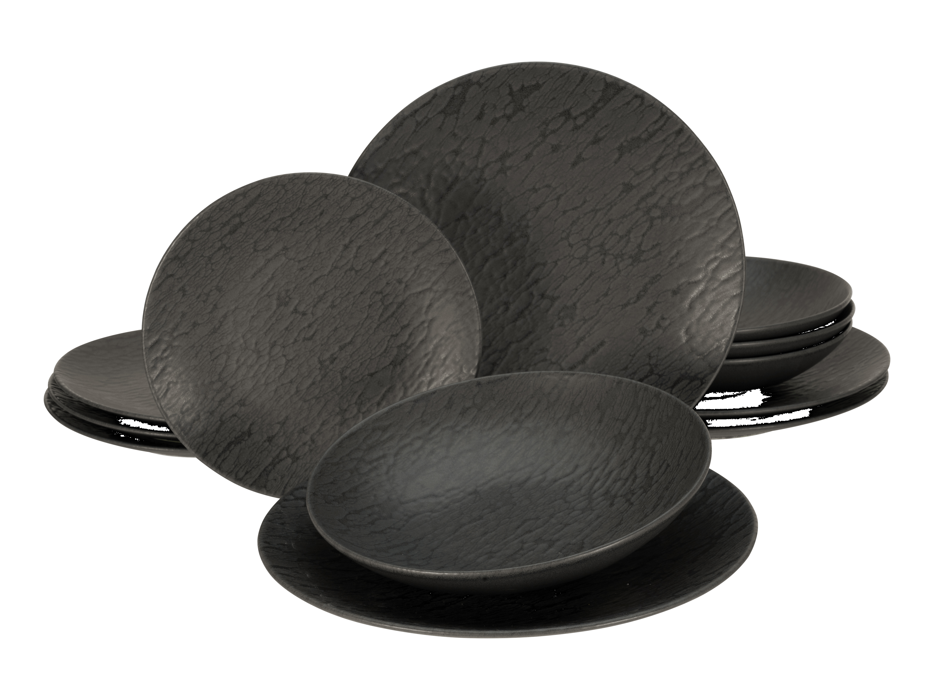 Creatable Jídelní servis Schiefer Black (12dílná sada talířů)