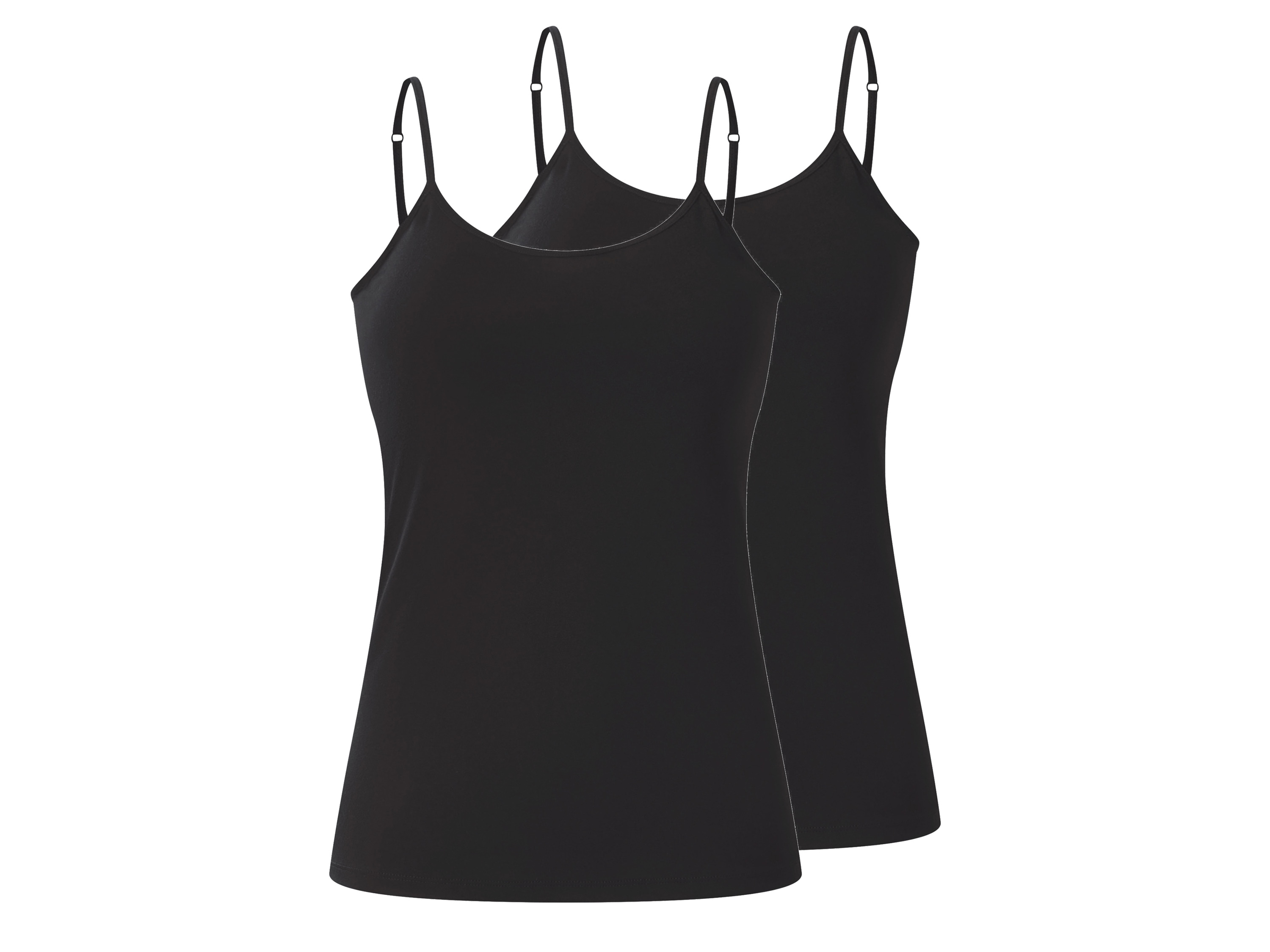 esmara® Dámský top se špagetovými ramínky, 2 kusy (černá, XL (48-50))