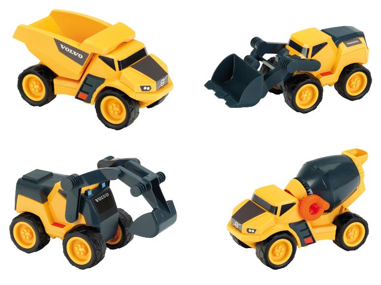 Žlutá Volvo stavební auta pro děti.