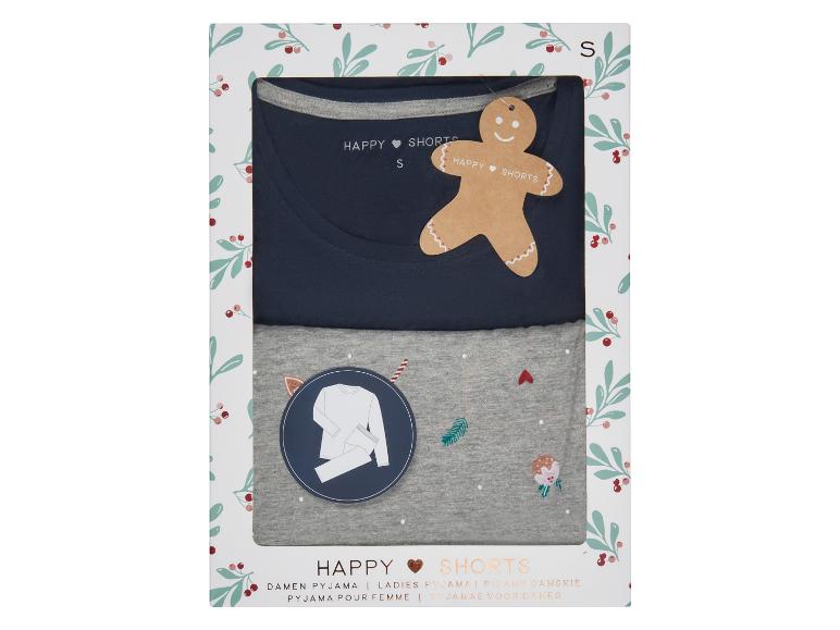 Balení s modrým a šedým pyžamem s krátkými kalhotami pro ženy od Happy Shorts.