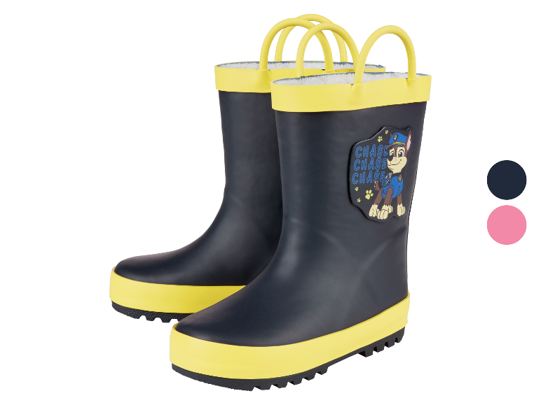 Dětské holínky Paw Patrol, tmavě modré a žluté.