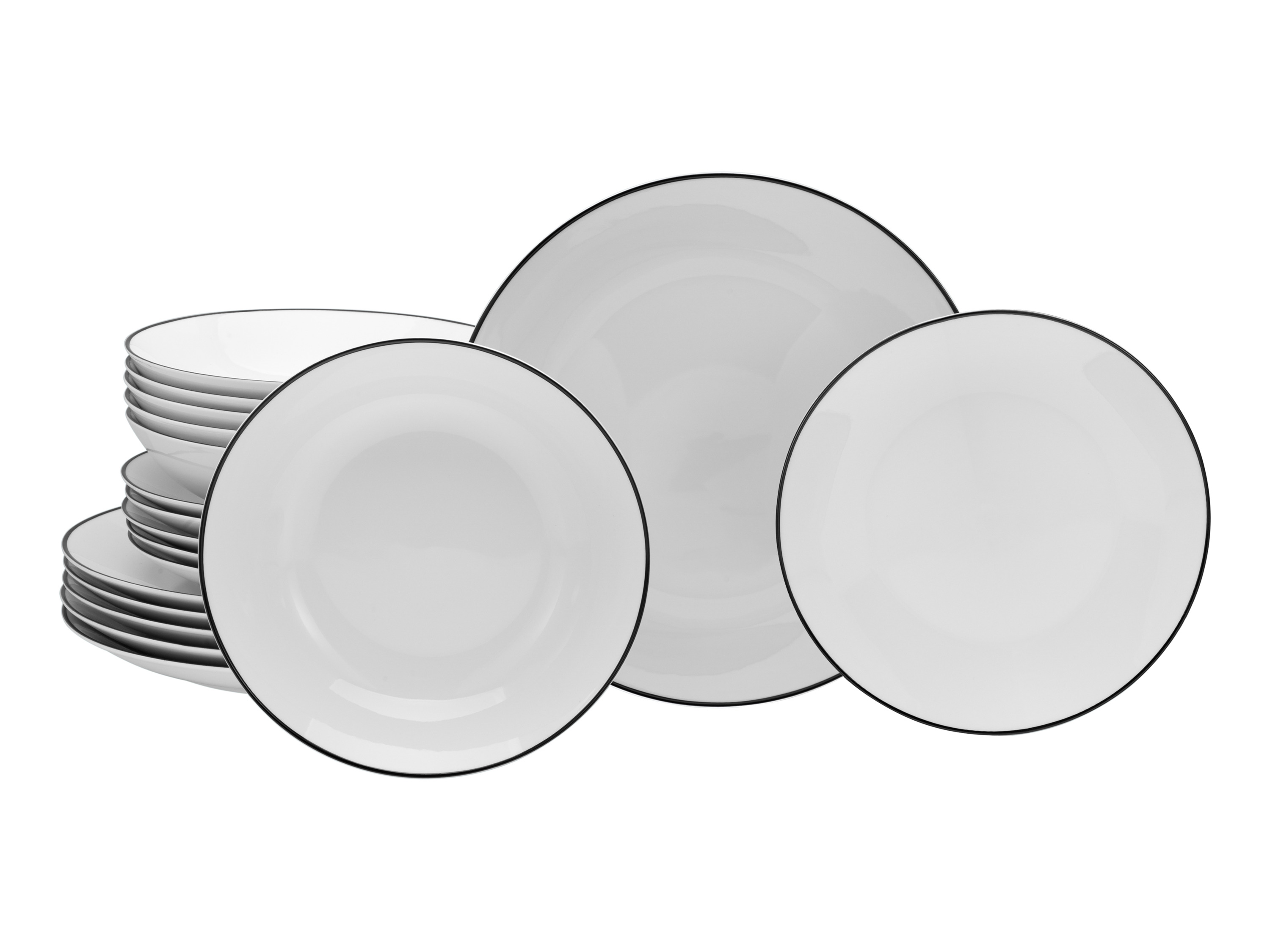 Creatable Jídelní servis Luna Black Line, 18dílná sada