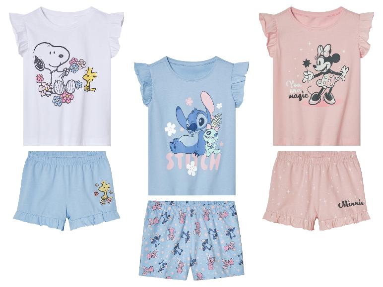 Pyžama pro dívky s motivem Snoopyho, Stitche a Minnie.