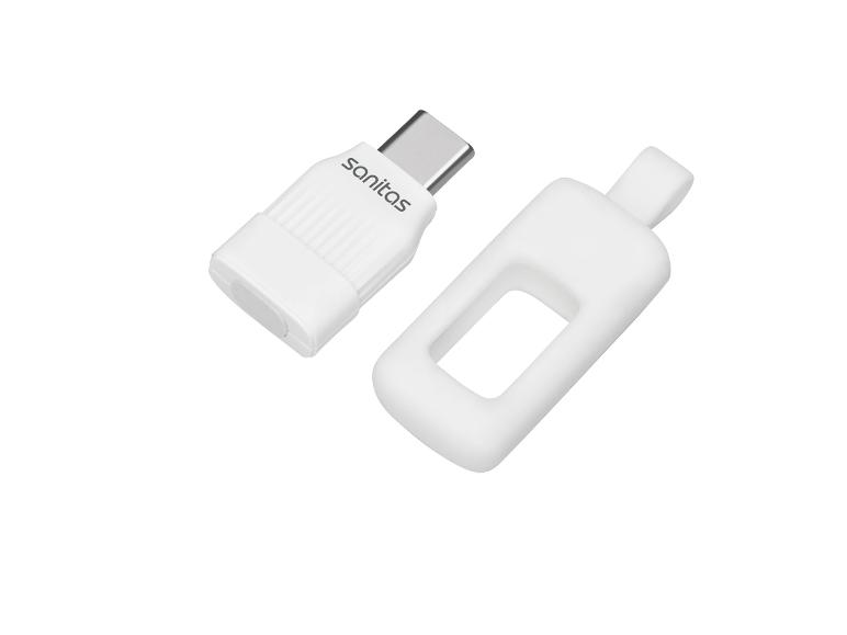 Bílý USB-C adaptér s ochranným pouzdrem