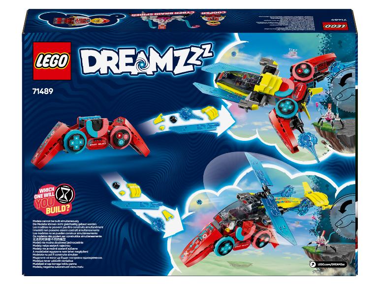 Krabice LEGO DREAMZzz se dvěma alternativními modely červeného a modrého vozidla.
