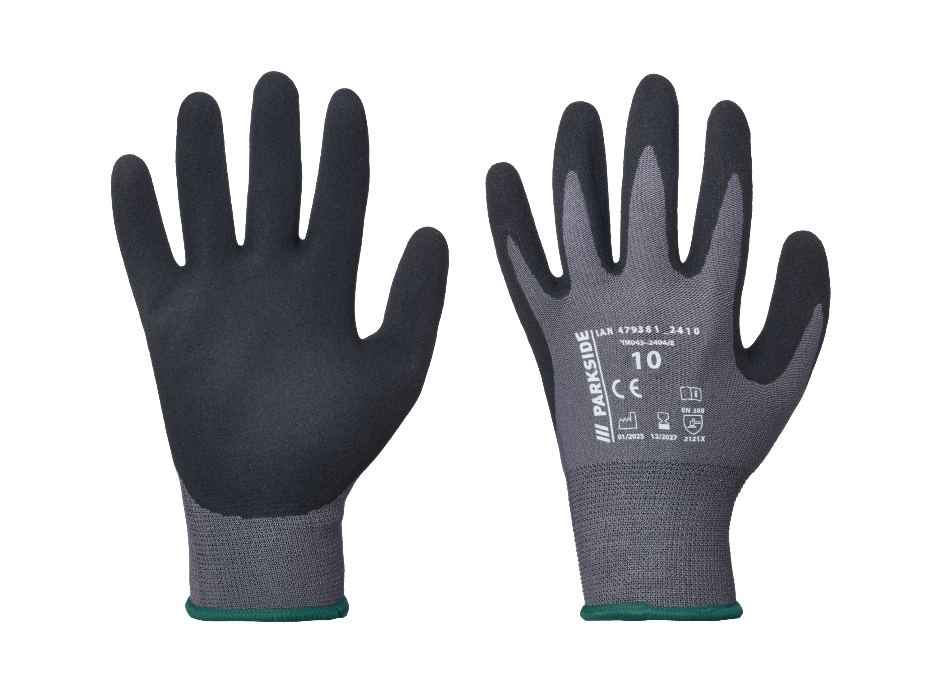 Parkside® Dámské / Pánské pracovní rukavice (černá/zelená, 10)