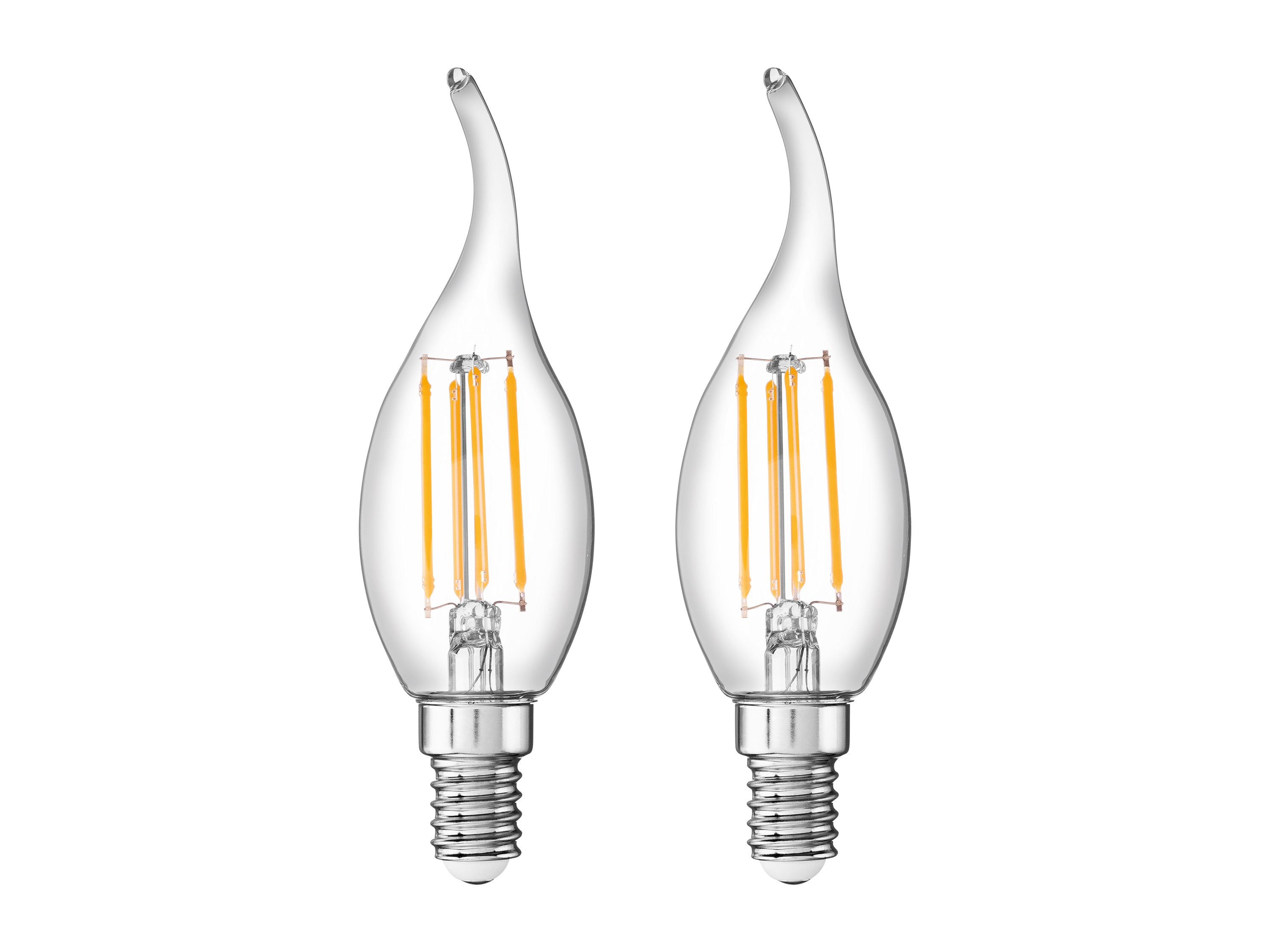 Livarno home Filamentová LED žárovka (plamen svíčky E14 4,2 W, 2 kusy)