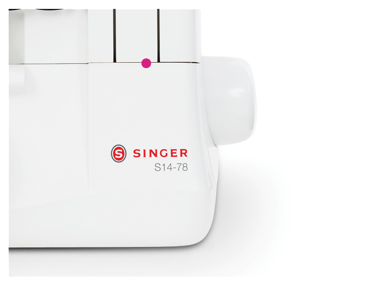 Bílý šicí stroj Singer S14-78.