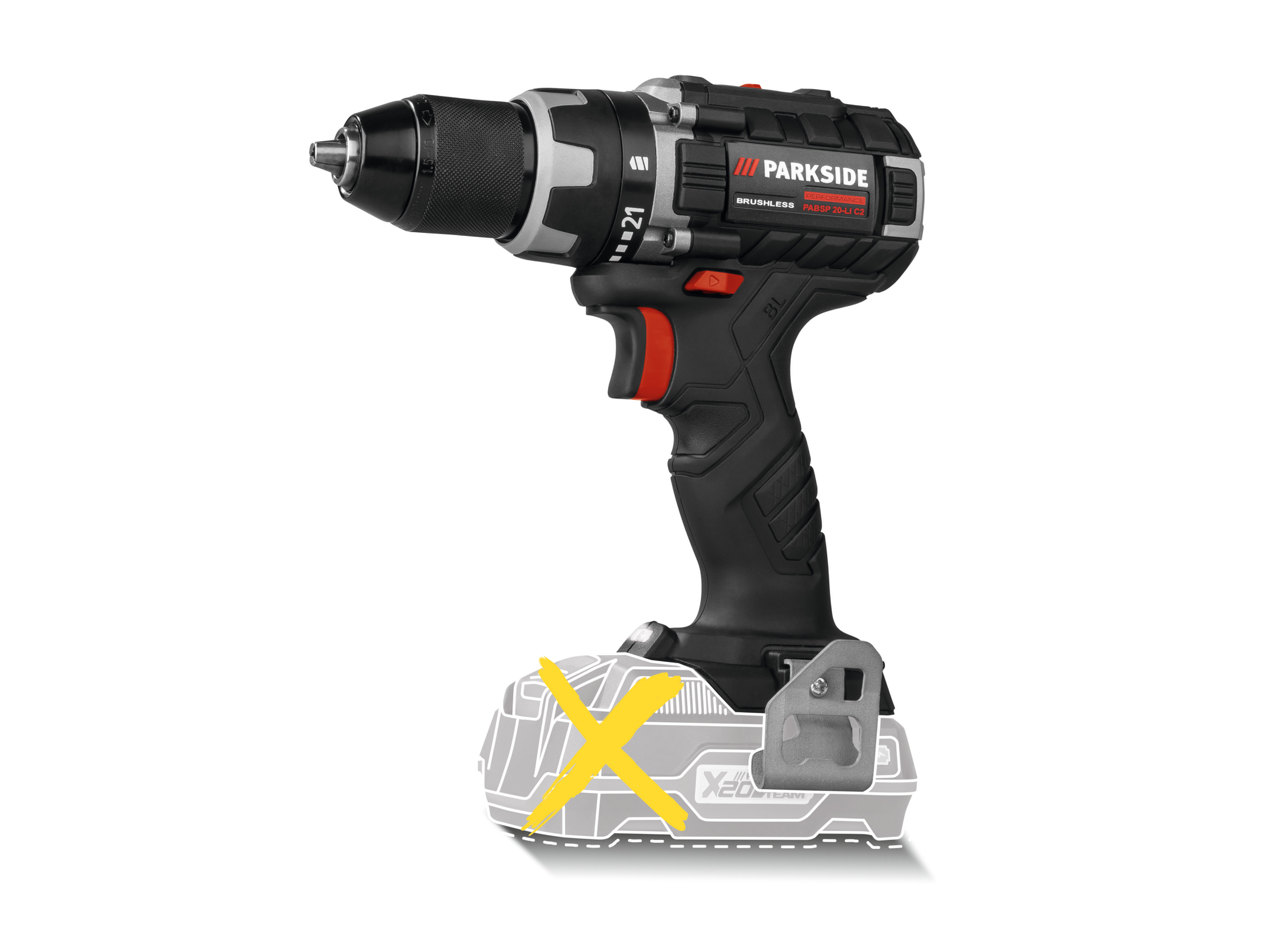 Parkside Performance® Aku vrtací šroubovák Pabsp 20-Li C2 – bez akumulátoru a nabíječky