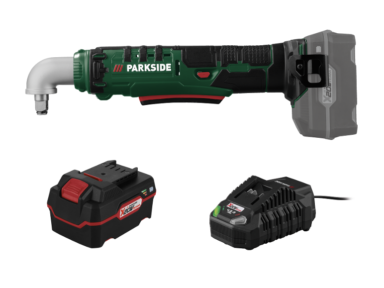Šroubovák Parkside X20V Team se dvěma bateriemi a nabíječkou.