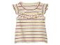 Dětské tílko s proužky, volány, pastelové barvy.