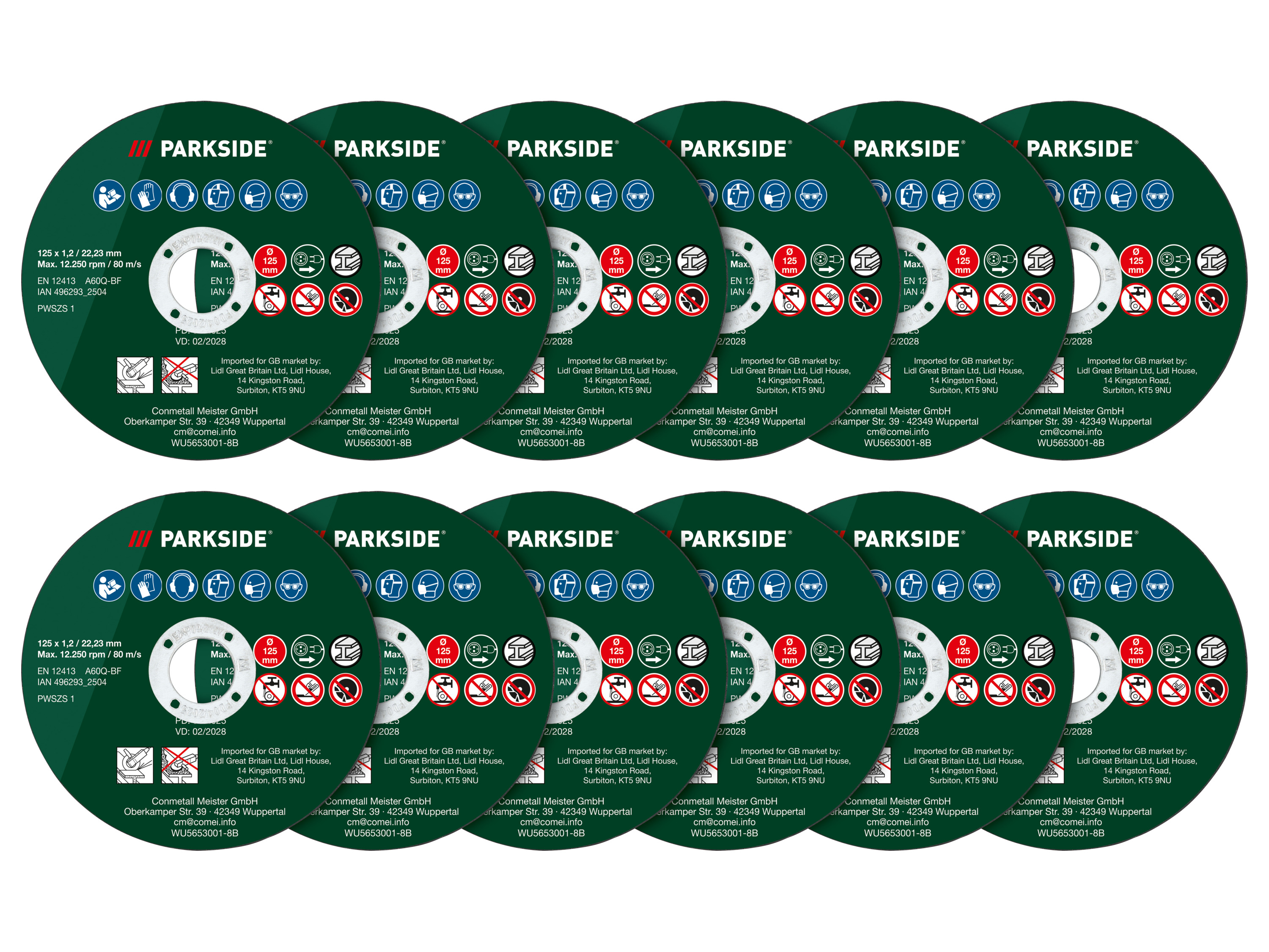 Parkside® Sada diamantových / řezných kotoučů Pwszs 1, Ø 125 mm (řezné kotouče, 12dílná sada)