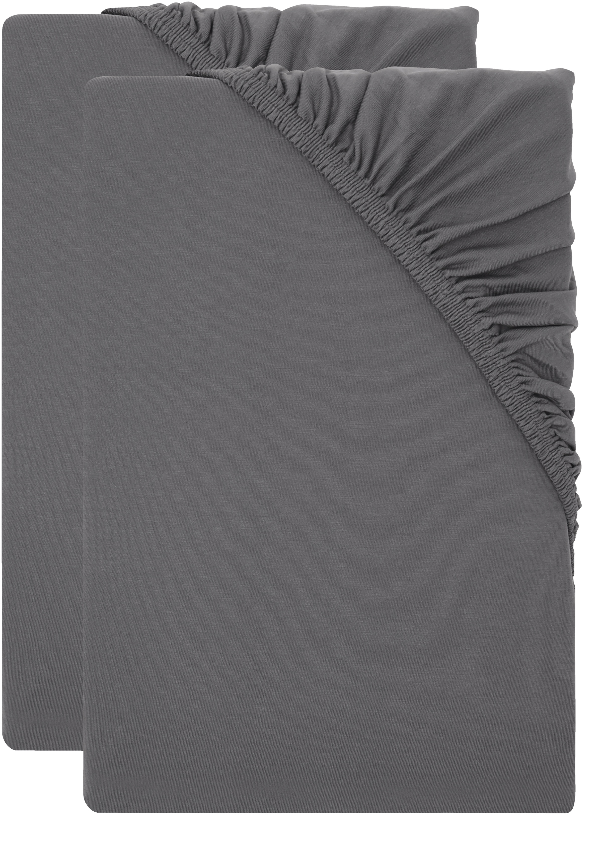 Livarno® Sada žerzejových napínacích prostěradel, 90–100 x 200 cm, 2dílná, šedá