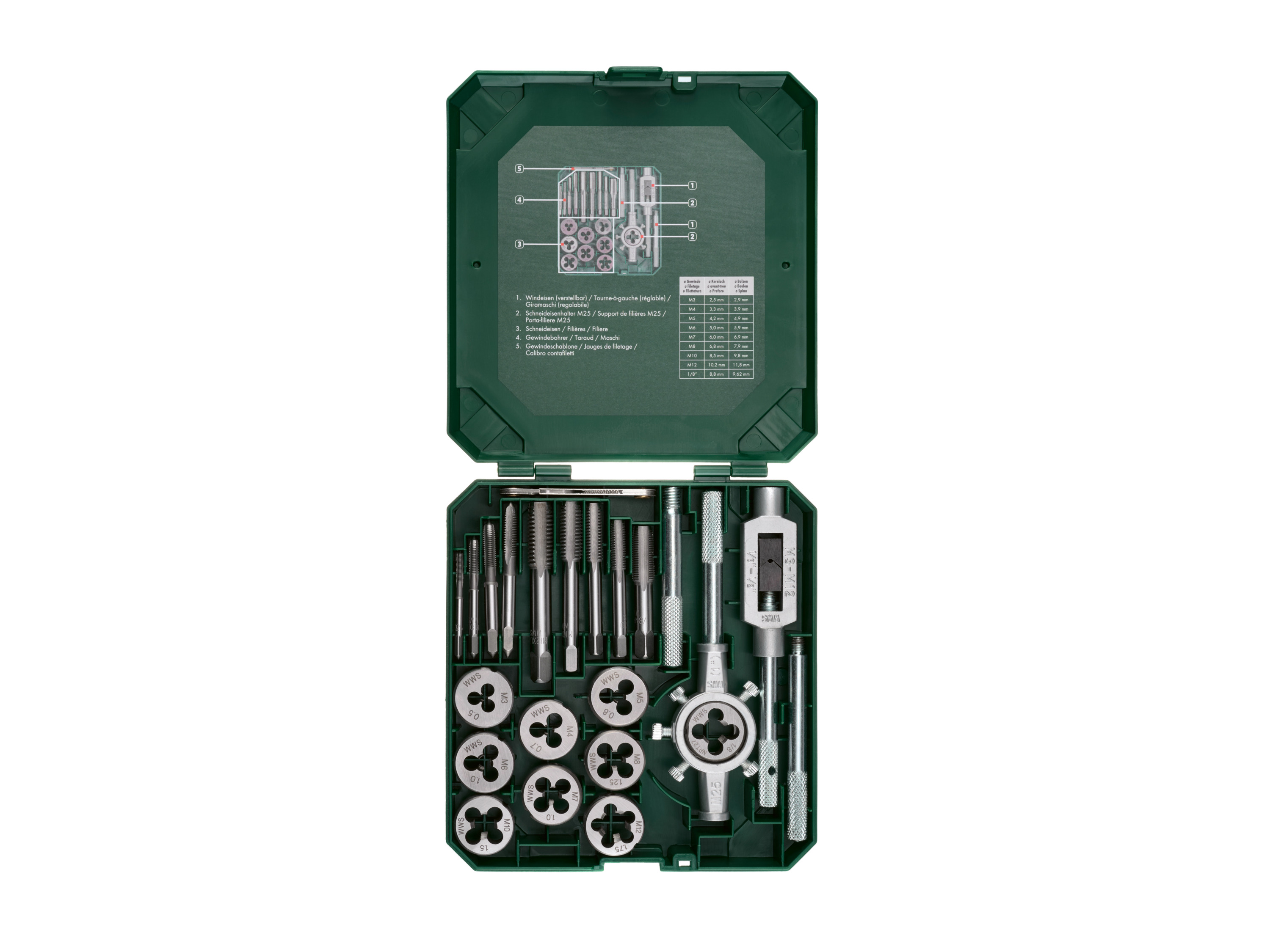 Parkside® Sada závitníků a závitových čelistí, 21dílná