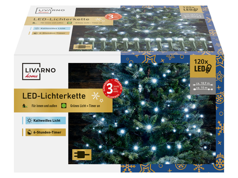  Zobrazit na celou obrazovku LIVARNO home Světelný LED řetěz, 120 LED - Obrázek 2