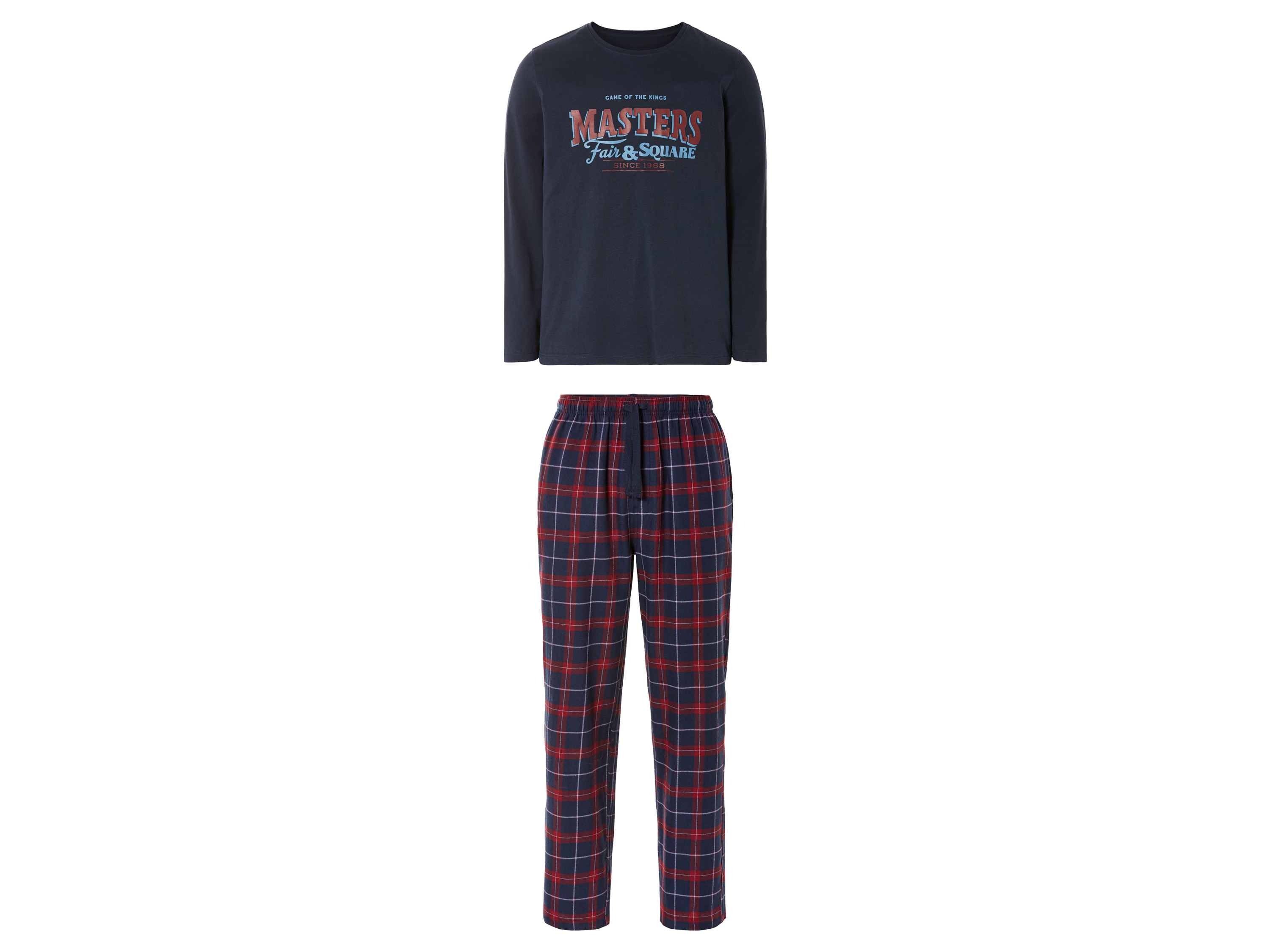 Livergy® Pánské flanelové pyžamo (S (44/46), navy modrá / červená)