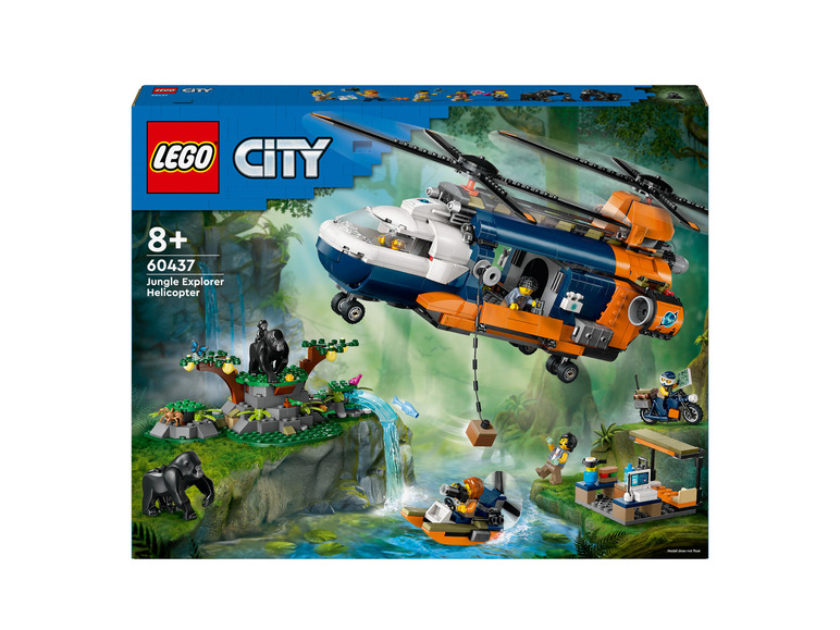 LEGO City Džunglový průzkumný vrtulník s gorilami a výzkumnou stanicí.