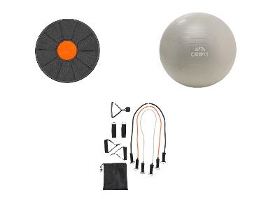 CRIVIT Balanční podložka / Gymnastický míč / Sada pásů na posilování