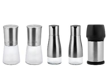 SILVERCREST® Sada mlýnků na sůl a pepř / Sada na ocet a olej / Struhadlo