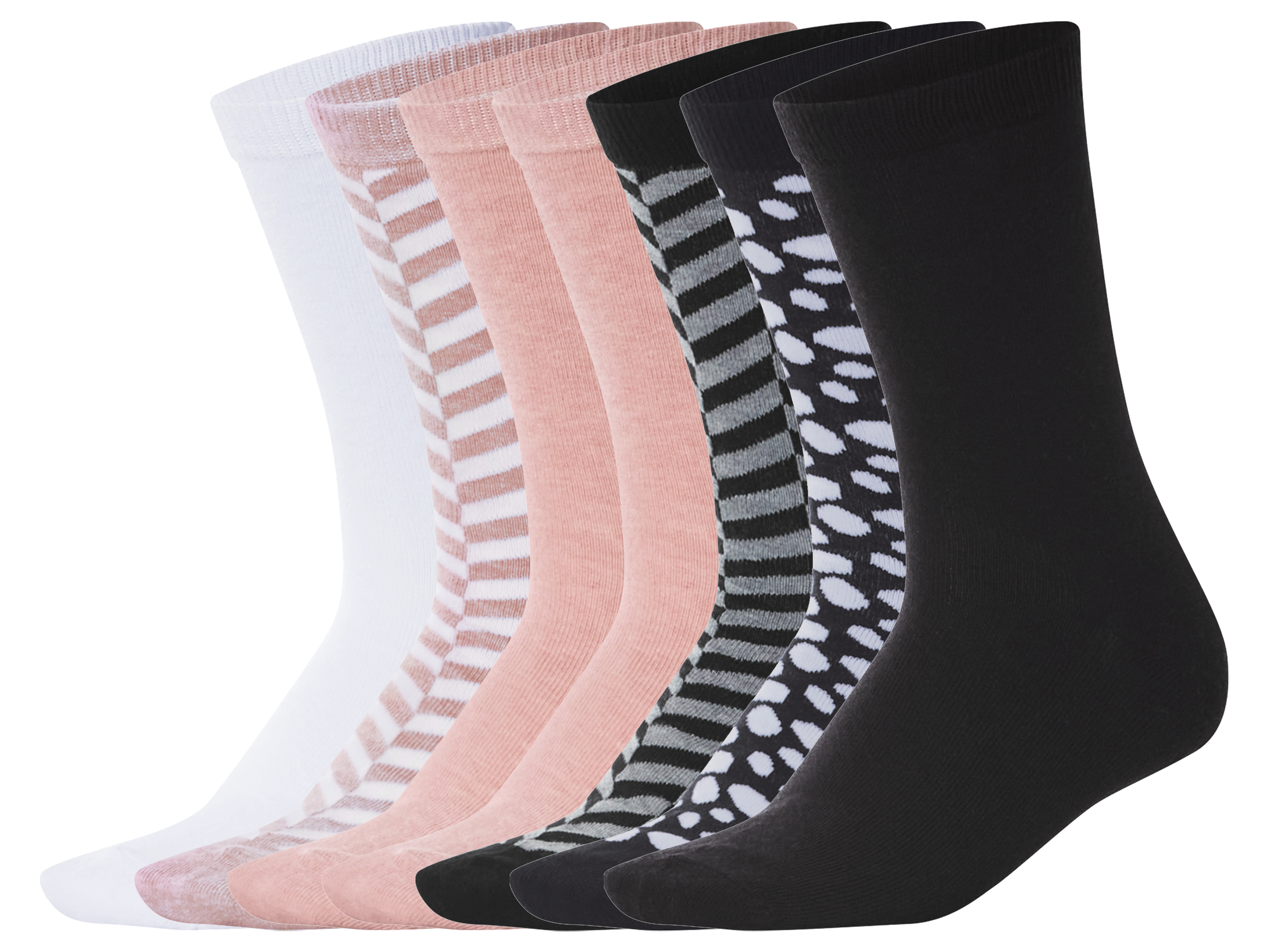 esmara® Dámské ponožky s BIO bavlnou, 7 párů (světle růžová / bílá / černá, 39/42)