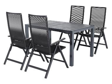 LIVARNO® Sada Miami, 5dílná s rozkládacím stolem a 4 polohovatelnými křesly, antracitová