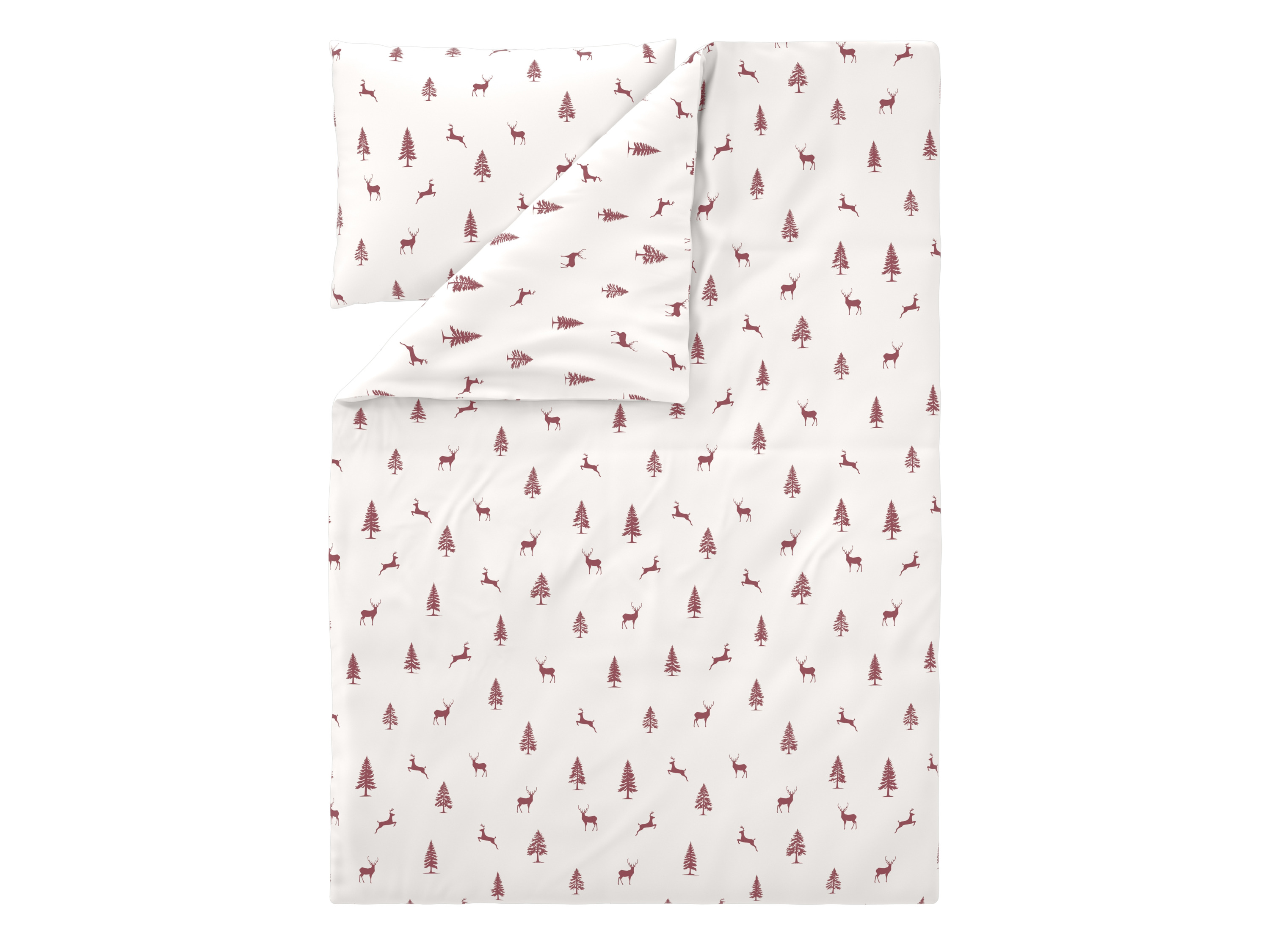 Livarno® Ložní povlečení z jemného flanelu 140 x 200 cm, 70 x 90 cm (jeleni / jedle červená)