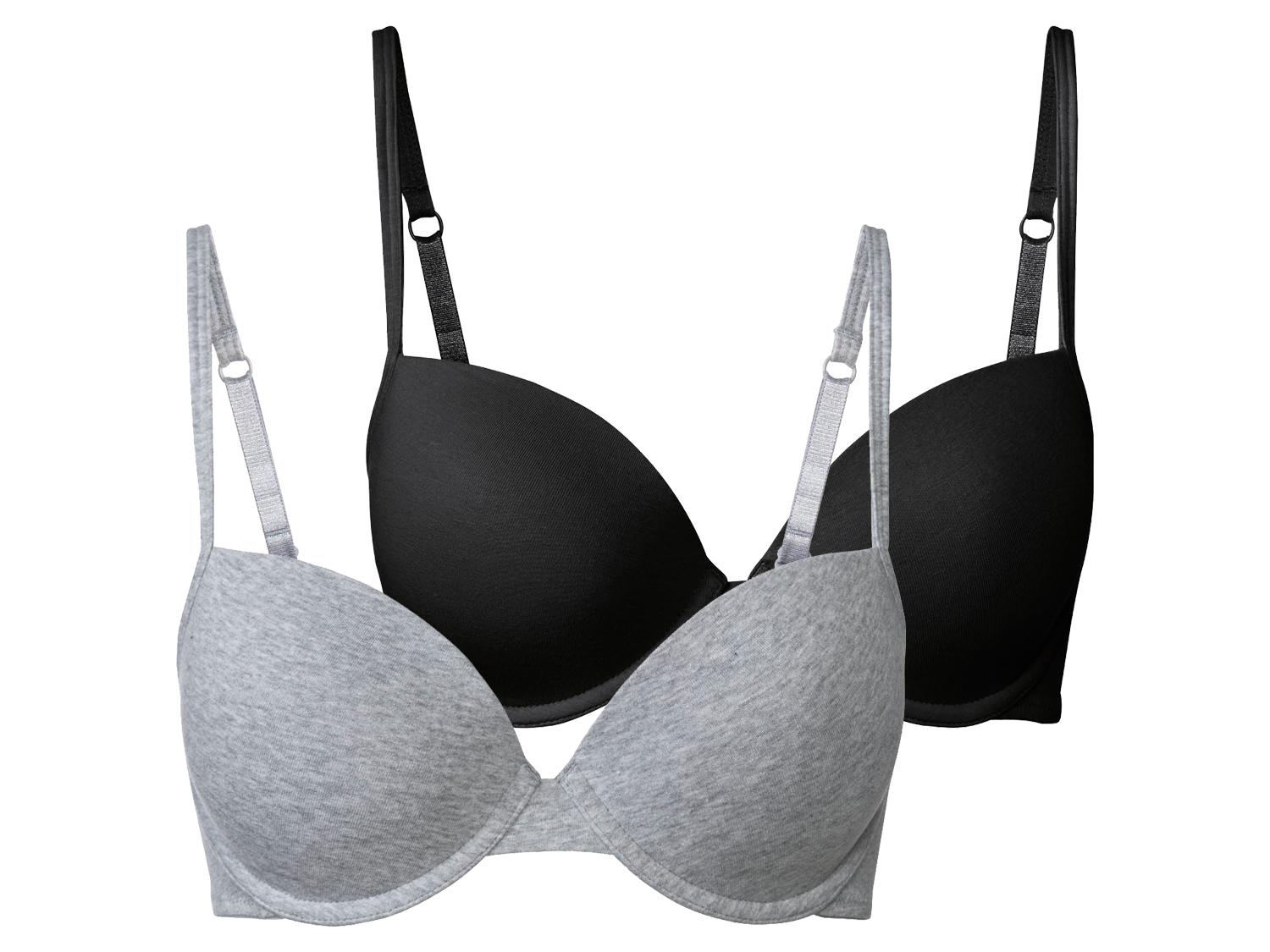 esmara® Dámská podprsenka, 2 kusy (80B, černá/šedá)
