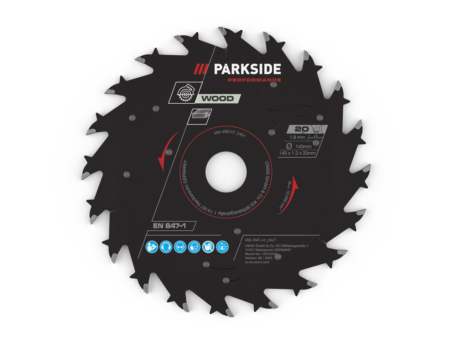 Parkside Performance® Pilový kotouč pro okružní pily, Ø 140 mm (Dřevo/20 zubů)