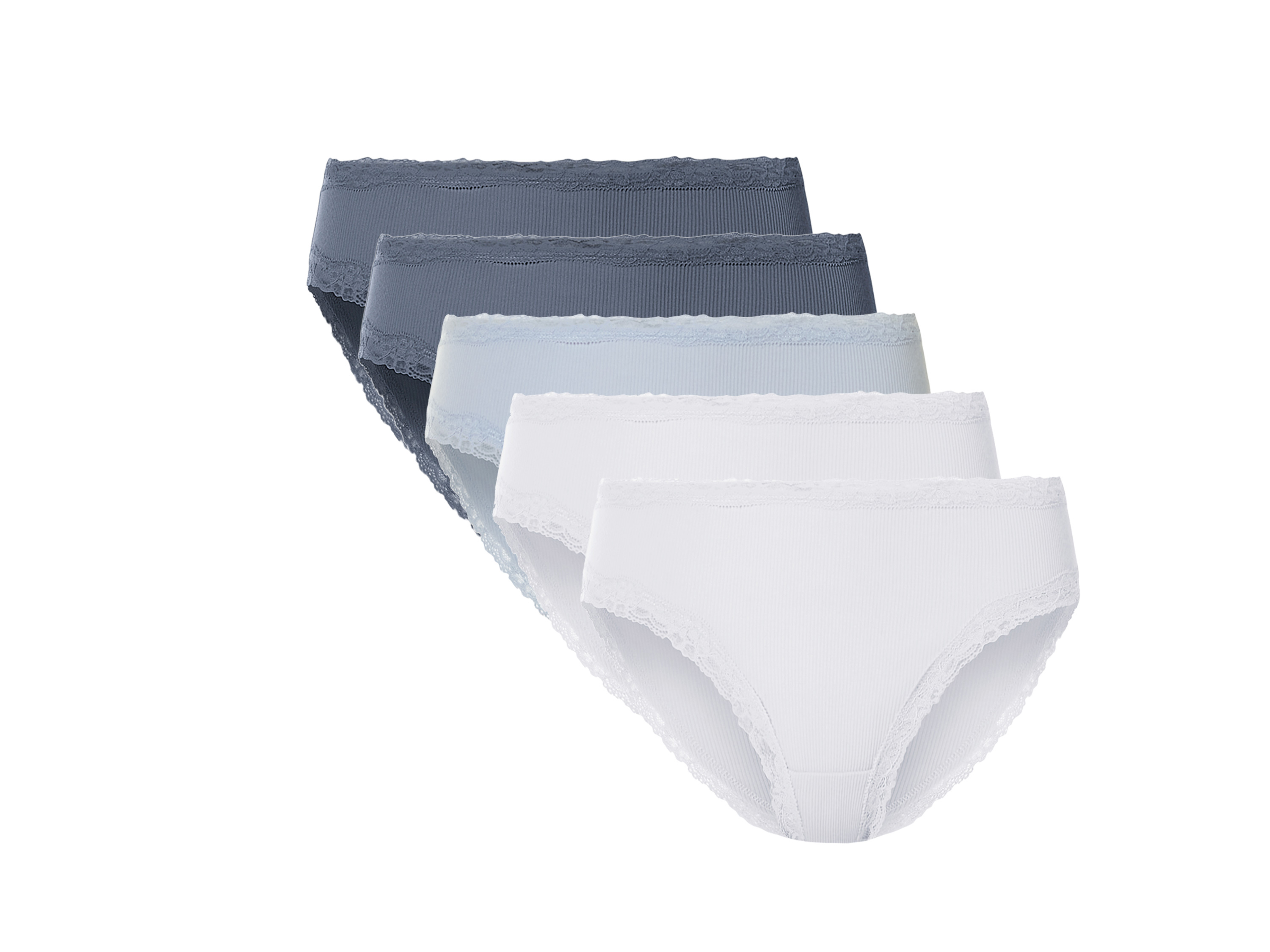 esmara® Dámské kalhotky s krajkou, 5 kusů (modrá/bílá, S(36/38))