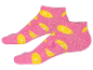 Dva páry růžových ponožek s citronovým vzorem.