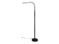 Černá LED stojací lampa s ohnutým ramenem.