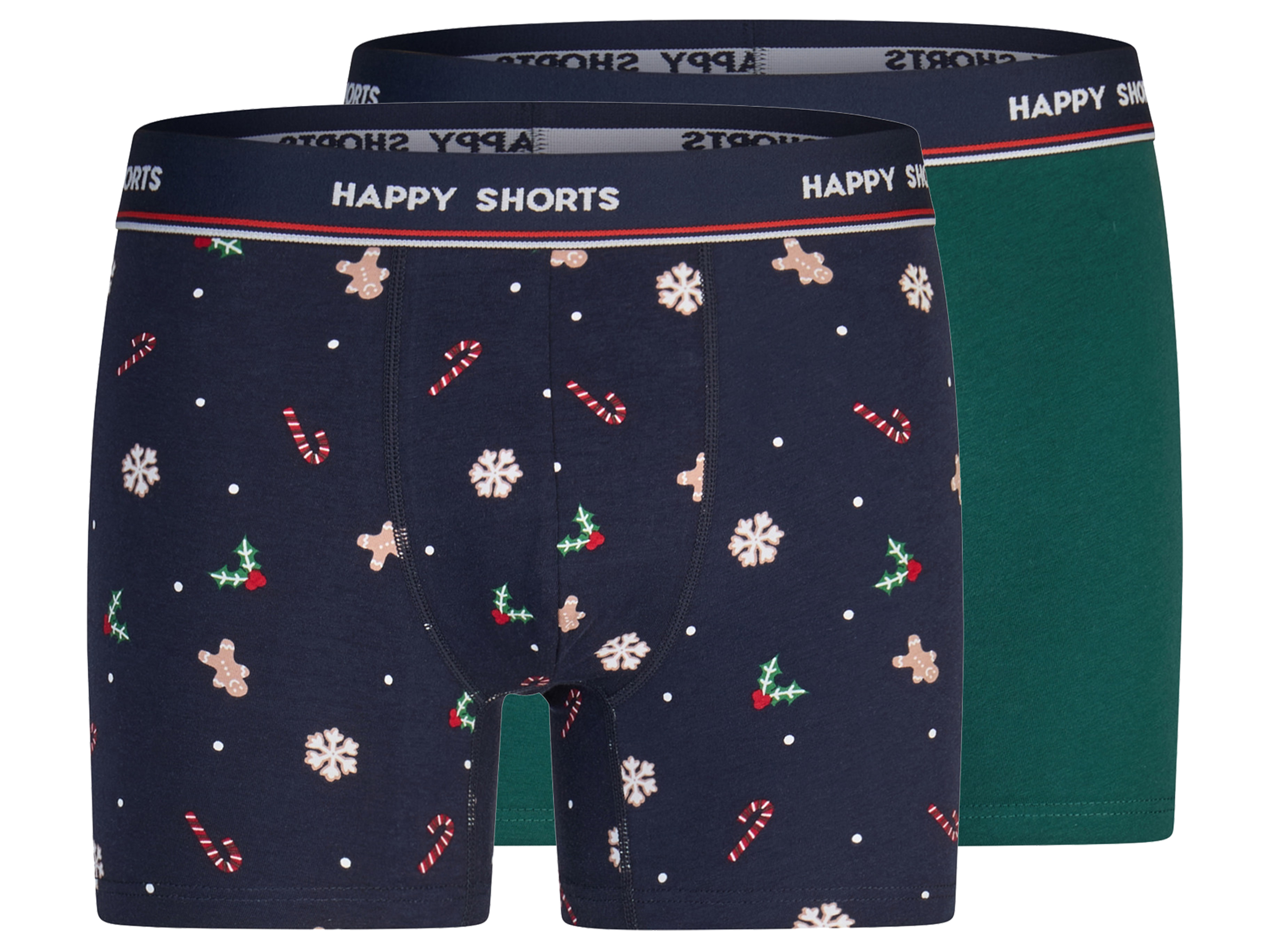 Happy Shorts Pánské vánoční boxerky, 2 kusy (zelená / navy modrá, XL)