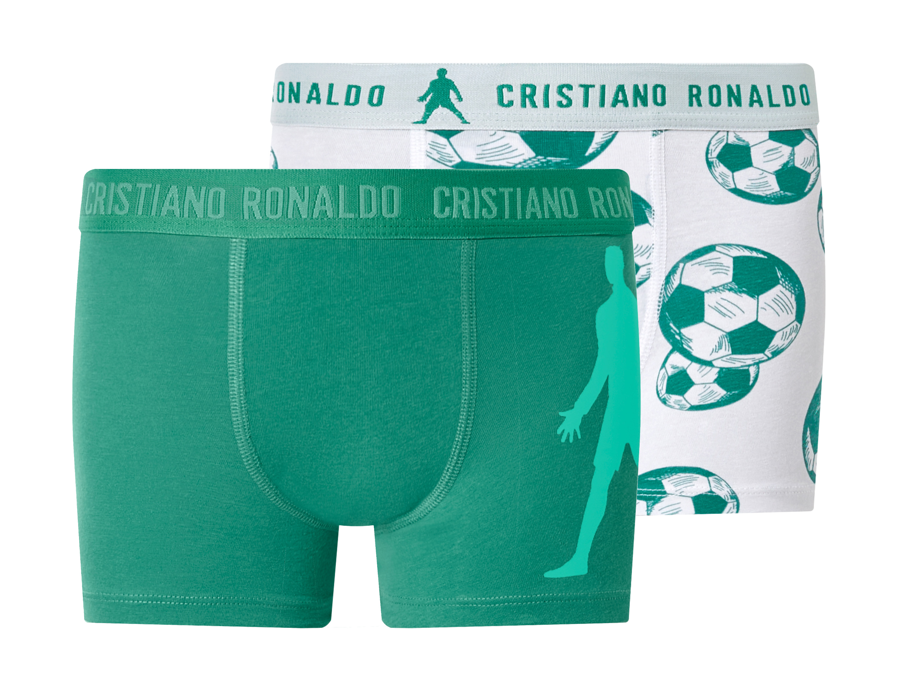 CR7 Chlapecké boxerky, 2 kusy (bílá/zelená, 134/140)