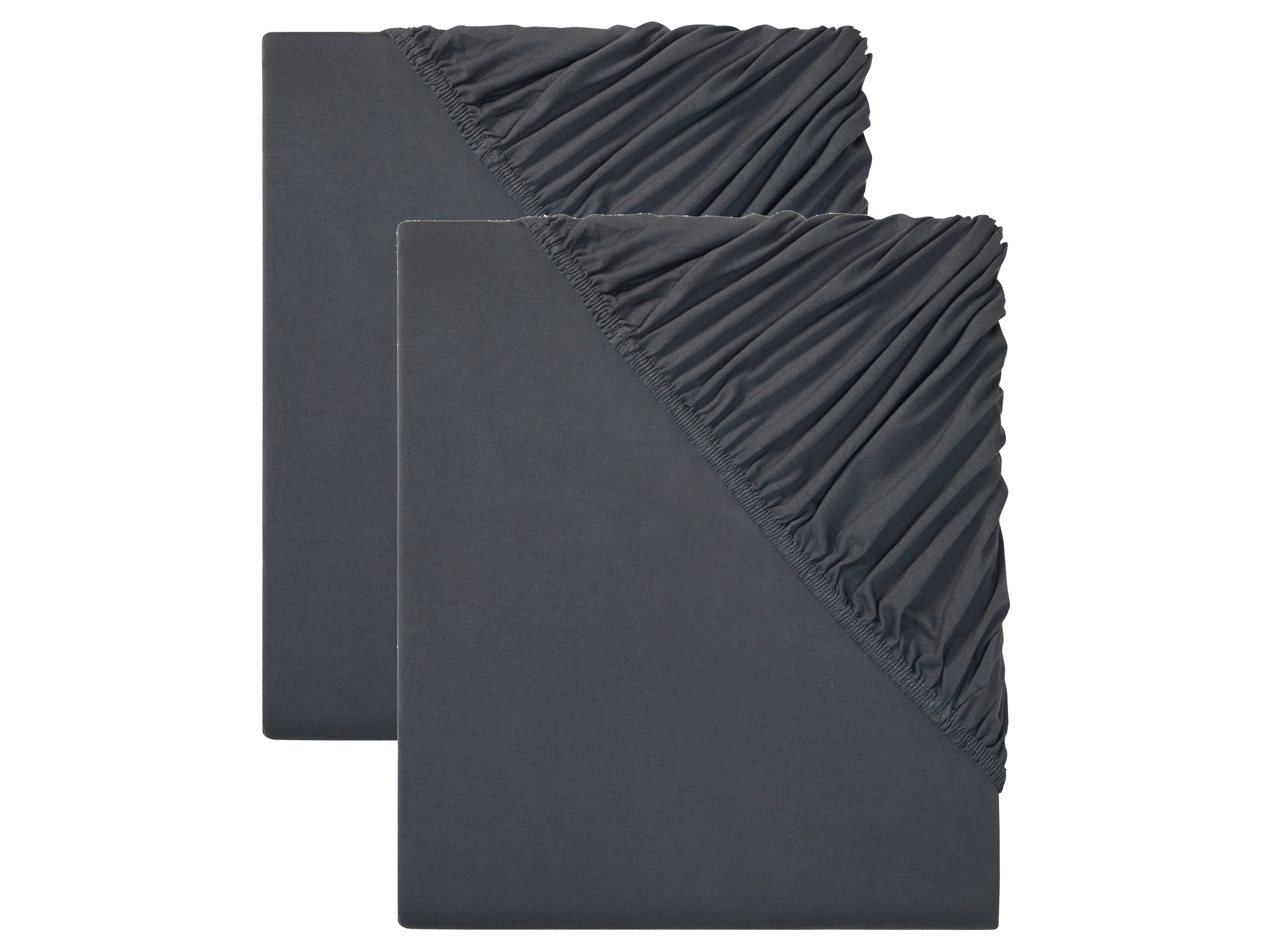 Livarno home Sada žerzejových napínacích prostěradel, 140-160 x 200 cm, 2dílná (tmavě šedá)