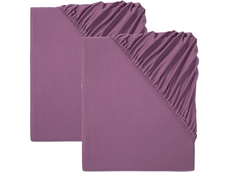  Zobrazit na celou obrazovku Sada žerzejových napínacích prostěradel, 90-100 x 200 cm, 2dílná, lila fialová - Obrázek 1