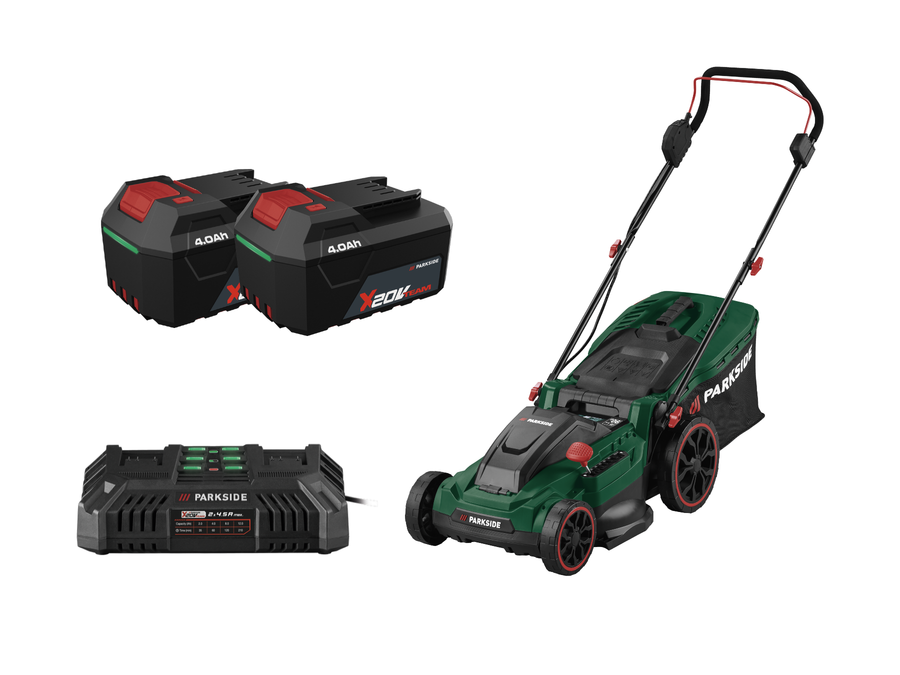 Parkside® Aku sekačka na trávu Parm 41 A1, 2x 4 Ah