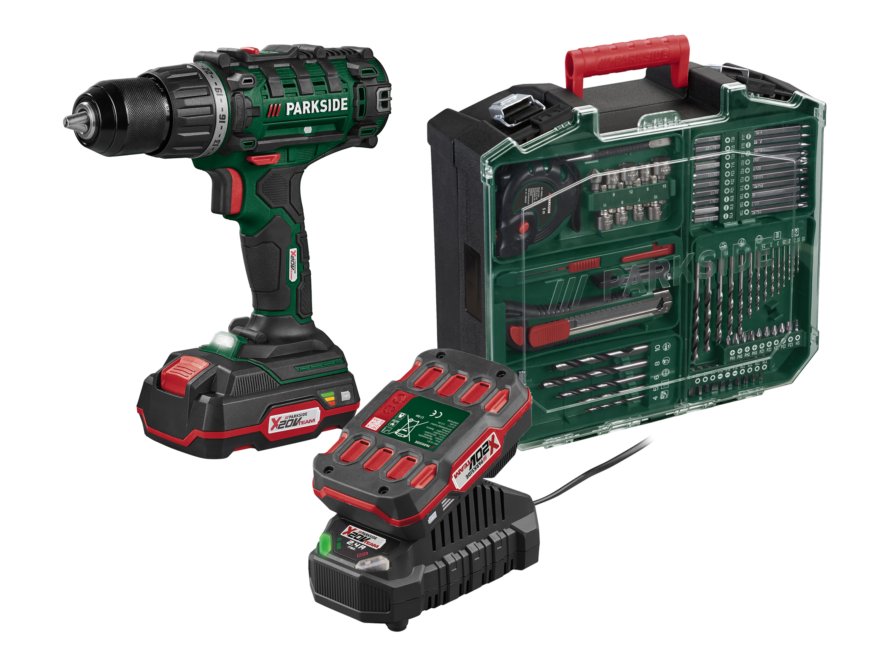 Parkside® Sada s aku vrtacím šroubovákem Pabs 20-Li G8