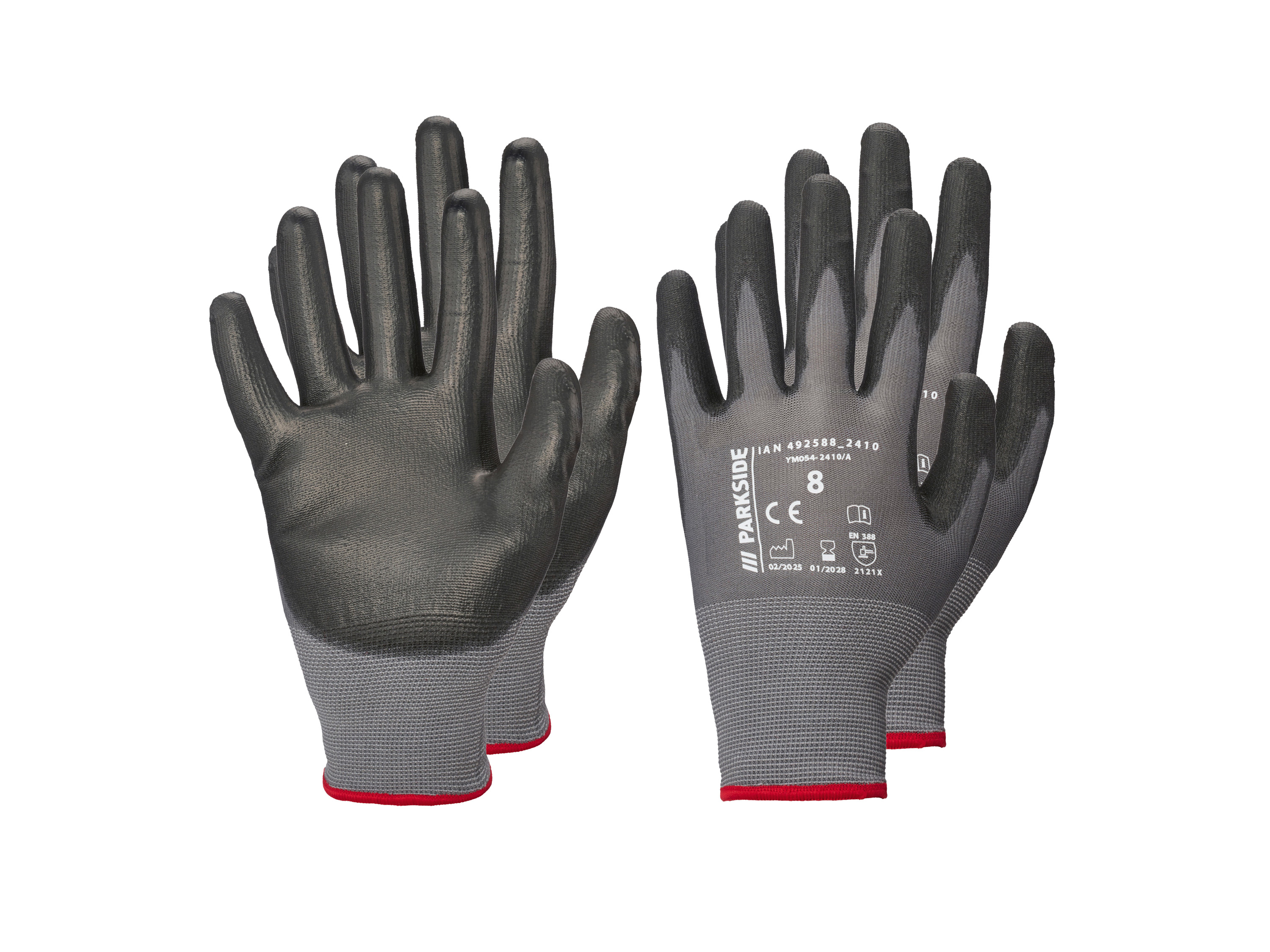 Parkside® Pracovní rukavice, 2 páry (antracitová/červená, 8)