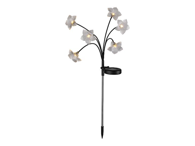 Solární zahradní lampa s motivem skleněných květin.