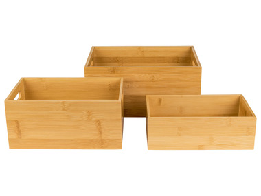 LIVARNO home Sada bambusových úložných boxů, 3dílná