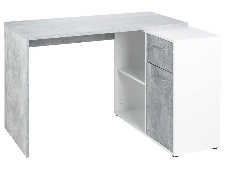  Zobrazit na celou obrazovku LIVARNO home Psací stůl se skříňkou, beton/bílá - Obrázek 1