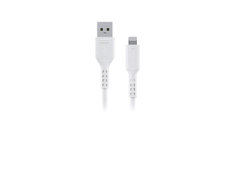 Bílý USB kabel s Lightning konektorem, značky TRONIC.