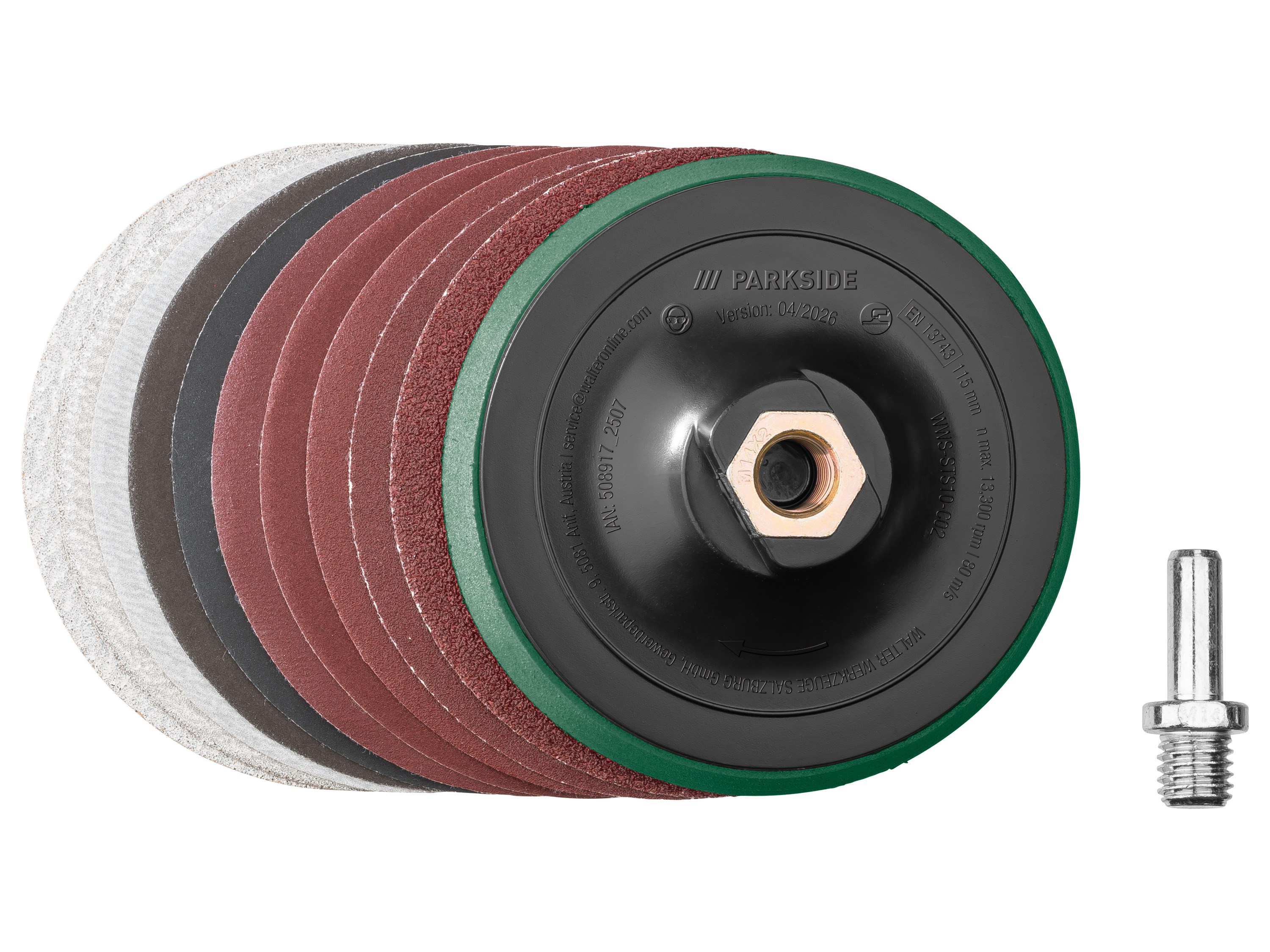 Sada brusných kotoučů, Ø 115 mm (brusný kotouč se stopkou)